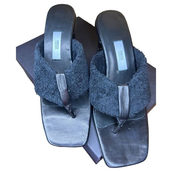 Miista Carissa French Terry Clear Heel Sandals in Black NWB Size 40 - Picture 3 of 10